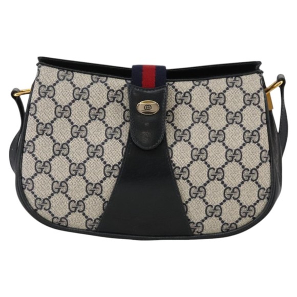 GUCCI GG Supreme Sherry Line Shoulder Bag PVC Red Navy 72 02 024 Auth 111172 - Picture 13 of 16